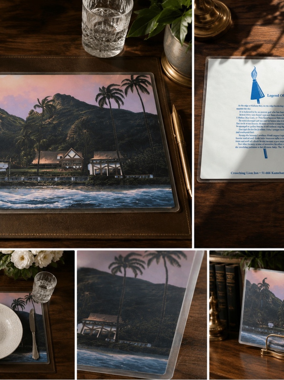 Vintage Legend of the Crouching Lion Inn Placemat Kaaawa Hawaii